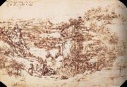 LEONARDO da Vinci Landscape in the Arnotal oil